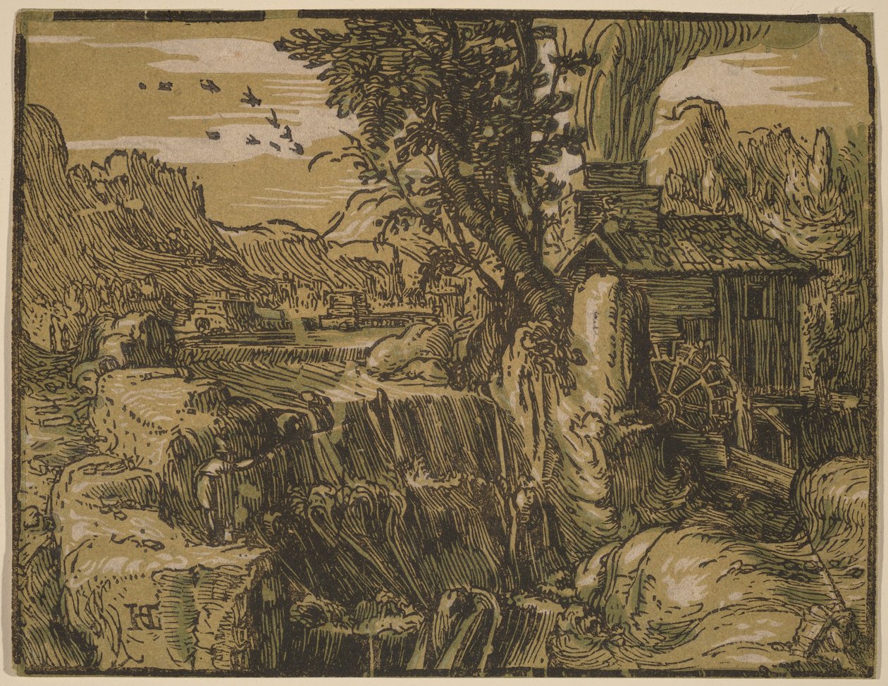 Paesaggio con cascata da Hendrick Goltzius