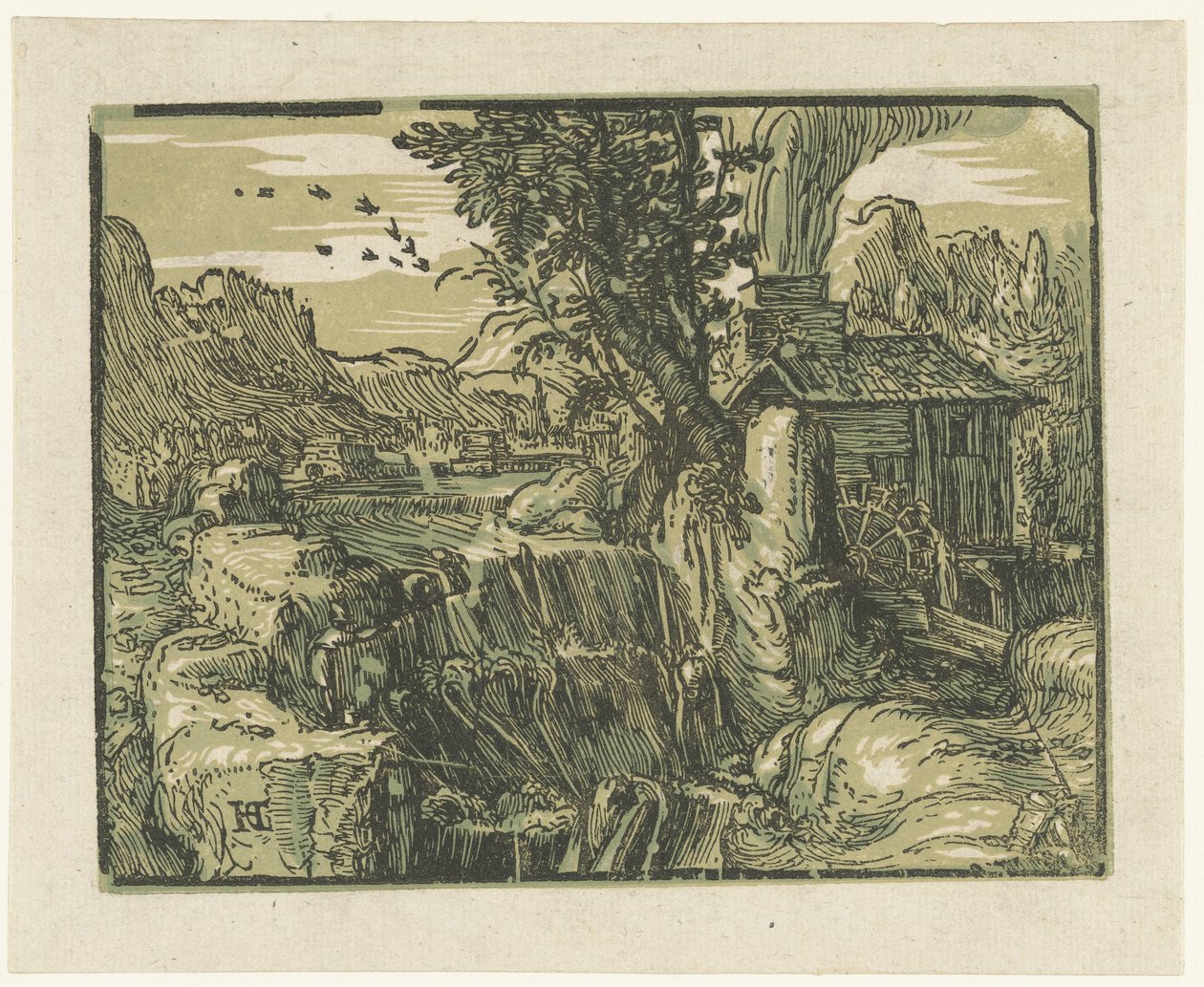 Paesaggio con cascata da Hendrick Goltzius
