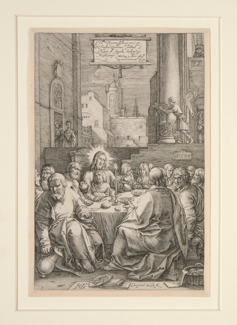 Ultima Cena, da La Passione, n.1 in una serie di 12 incisioni da Hendrick Goltzius