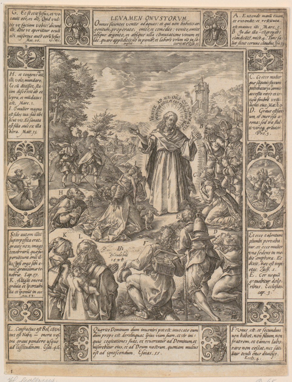 Levamen Onustrorum, foglio 1 della serie «Allegorie della fede cristiana» da Hendrick Goltzius