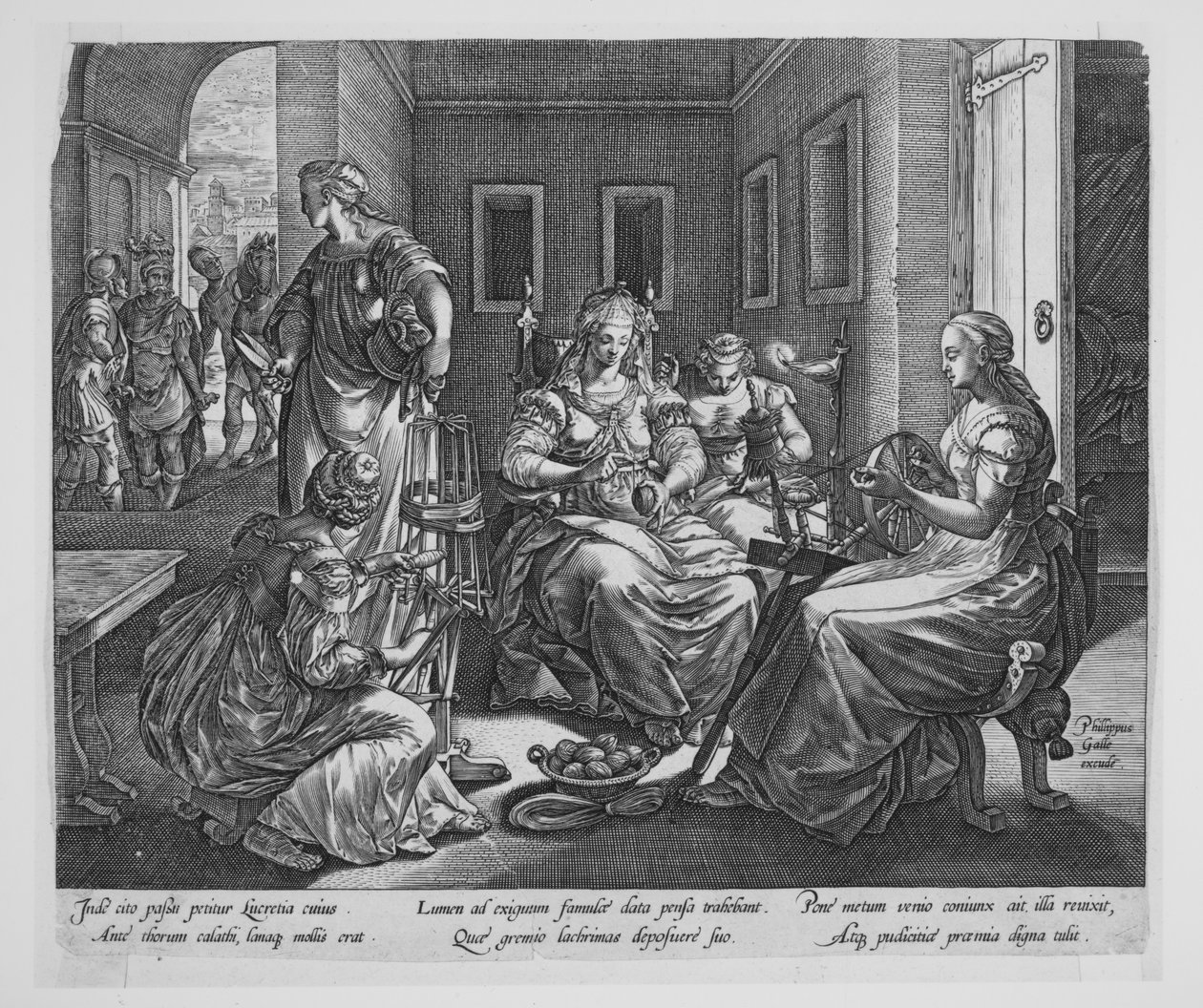Lucrezia e le sue donne che filano da Hendrick Goltzius