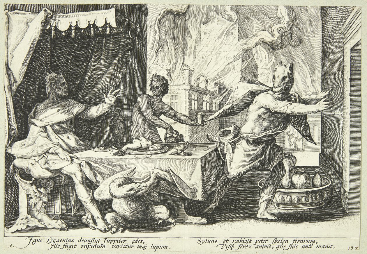 Licaone trasformato in lupo da Hendrick Goltzius
