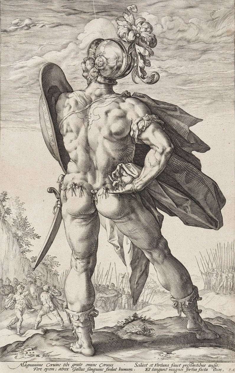 Marco Valerio Corvo (Eroi romani, tavola 6) da Hendrick Goltzius