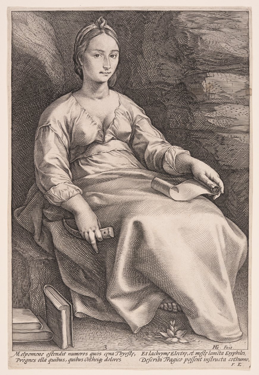 Melpomene, la musa della tragedia, da Le nove muse da Hendrick Goltzius