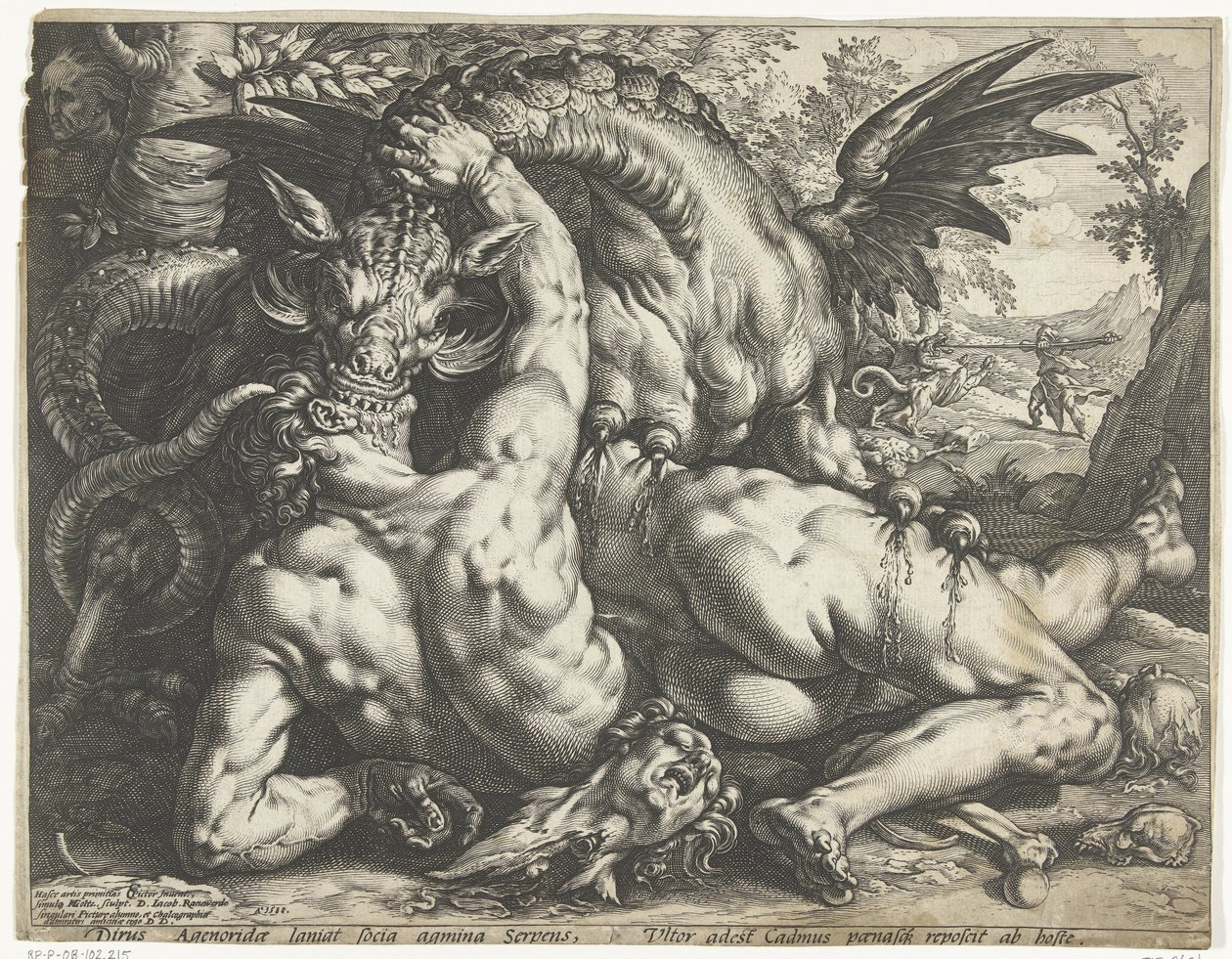 Compagni di Cadmo divorati da un drago da Hendrick Goltzius