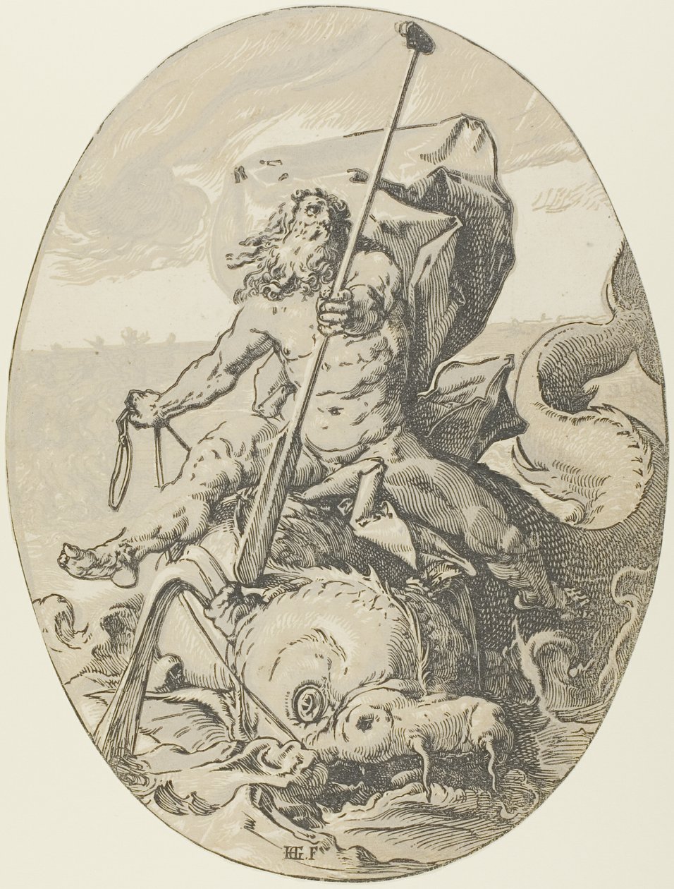 Oceanus, tavola due da Demogorgon e le Divinità da Hendrick Goltzius