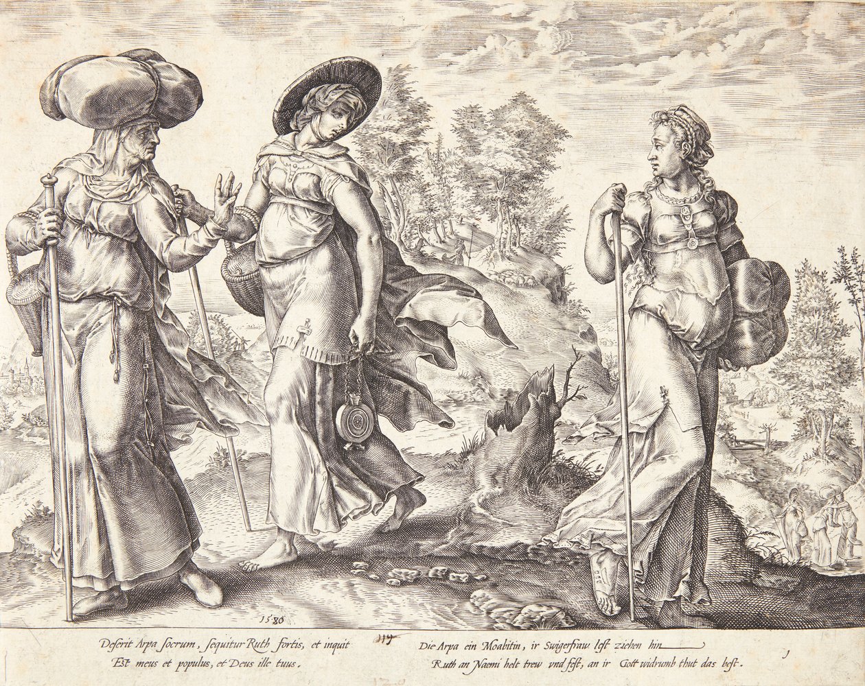 Orpa lascia Rut e Noemi da Hendrick Goltzius