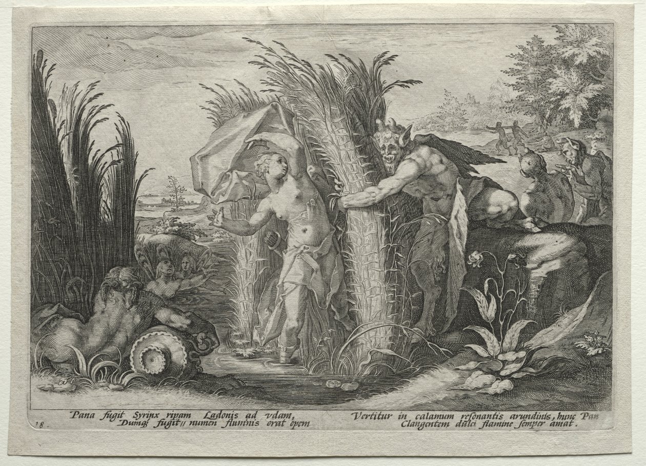 Pan insegue Siringa da Hendrick Goltzius