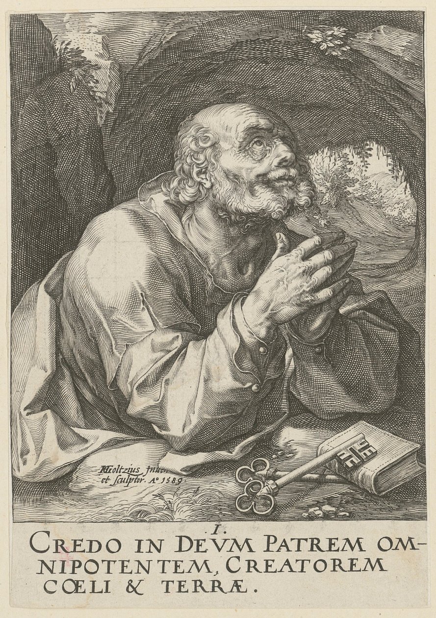 San Pietro, foglio 1 della serie "Cristo, i dodici apostoli e Paolo" da Hendrick Goltzius