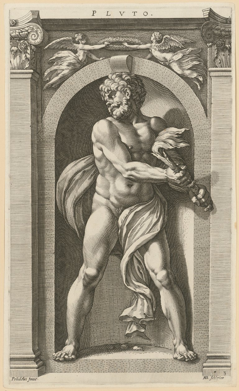Plutone, foglio 3 della serie "Otto divinità antiche" da Hendrick Goltzius