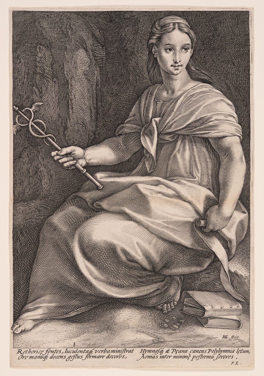 Polimnia, la musa della poesia corale, da Le nove muse da Hendrick Goltzius