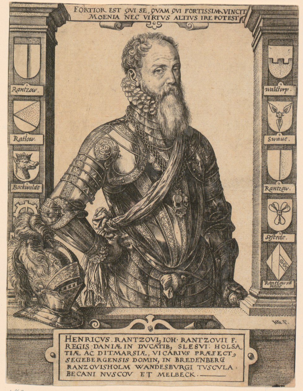 Ritratto di Henricus Rantzovius [Heinrich von Rantzau] da Hendrick Goltzius