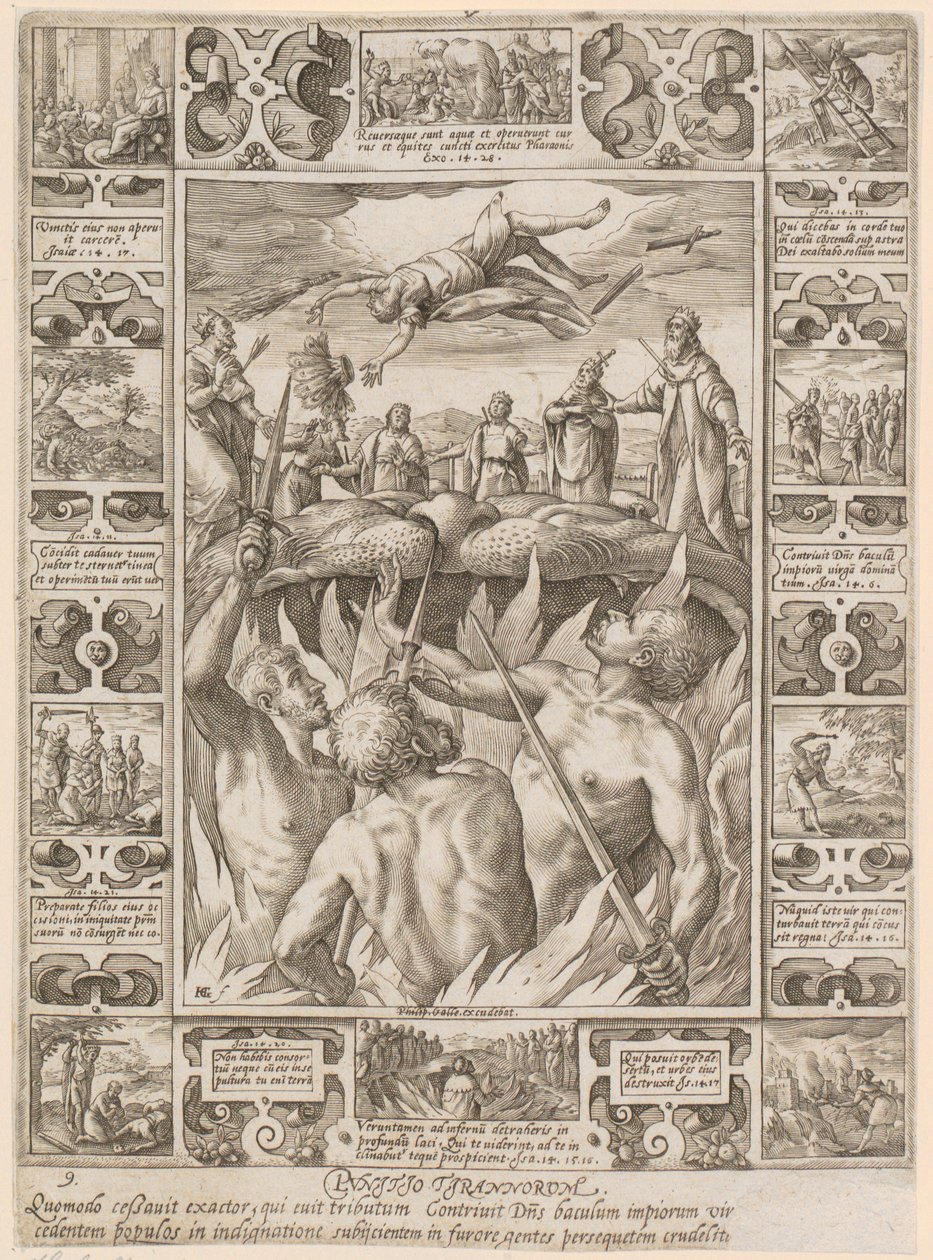 Punitio tirannorum, foglio 9 della serie "Allegorie della fede cristiana" da Hendrick Goltzius