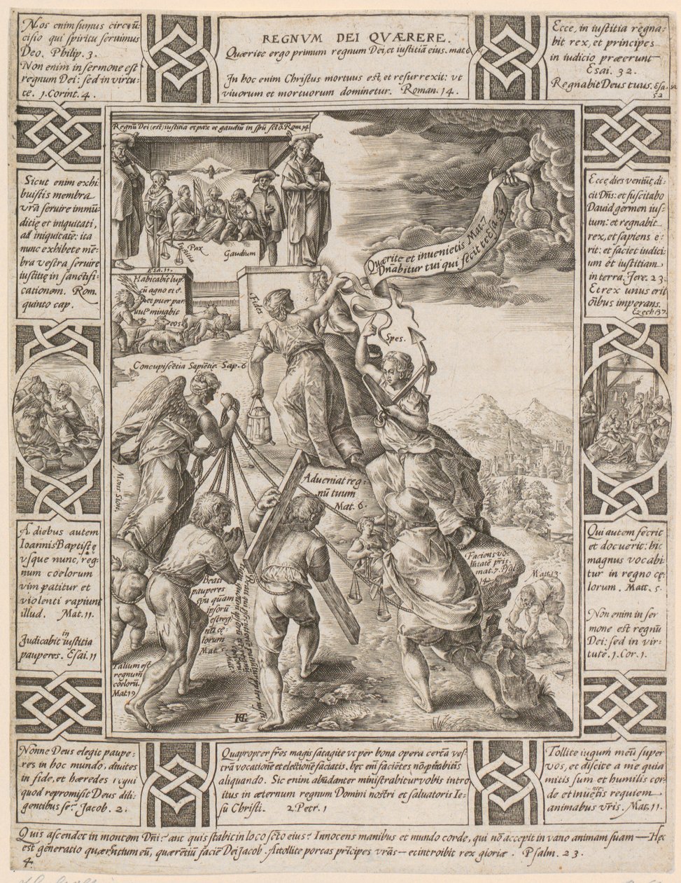 Regnum Dei quaerere, foglio 4 della serie "Allegorie della fede cristiana" da Hendrick Goltzius