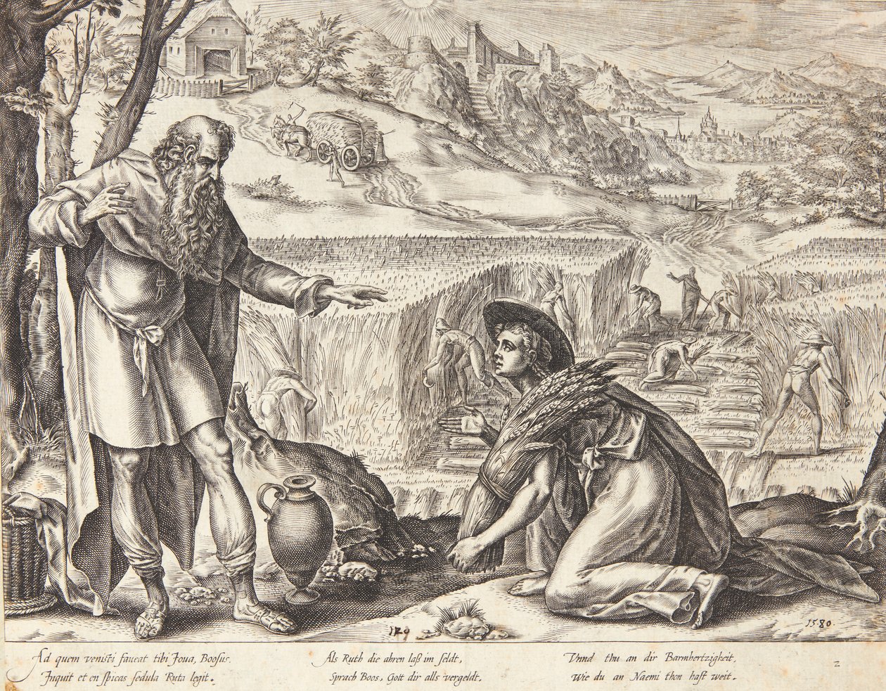 Rut raccoglie spighe nei campi di Booz da Hendrick Goltzius