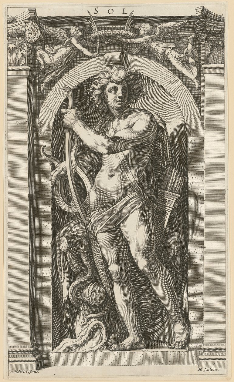 Sol, tavola 5 della serie "Otto divinità antiche" da Hendrick Goltzius