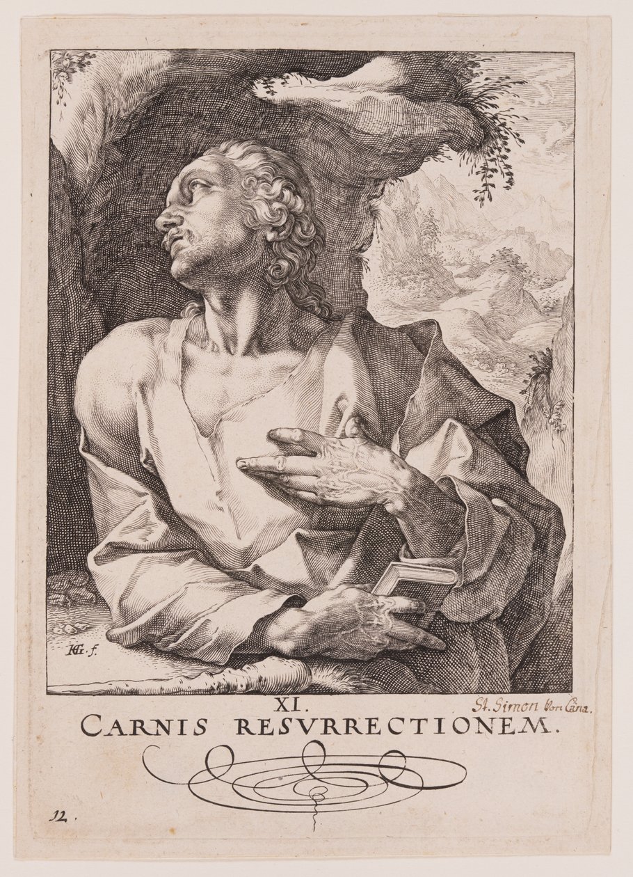 San Giuda Taddeo, di Cristo, gli Apostoli e San Paolo con il Credo da Hendrick Goltzius