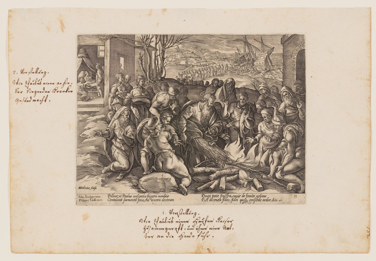 San Paolo morso dalla vipera, da Acta Apostolorum (Atti degli Apostoli) da Hendrick Goltzius