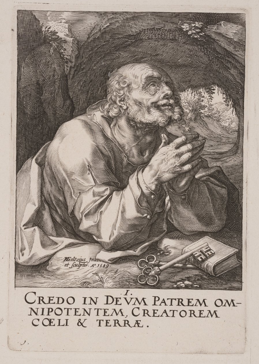 San Pietro, da Cristo, gli Apostoli e San Paolo con il Credo da Hendrick Goltzius