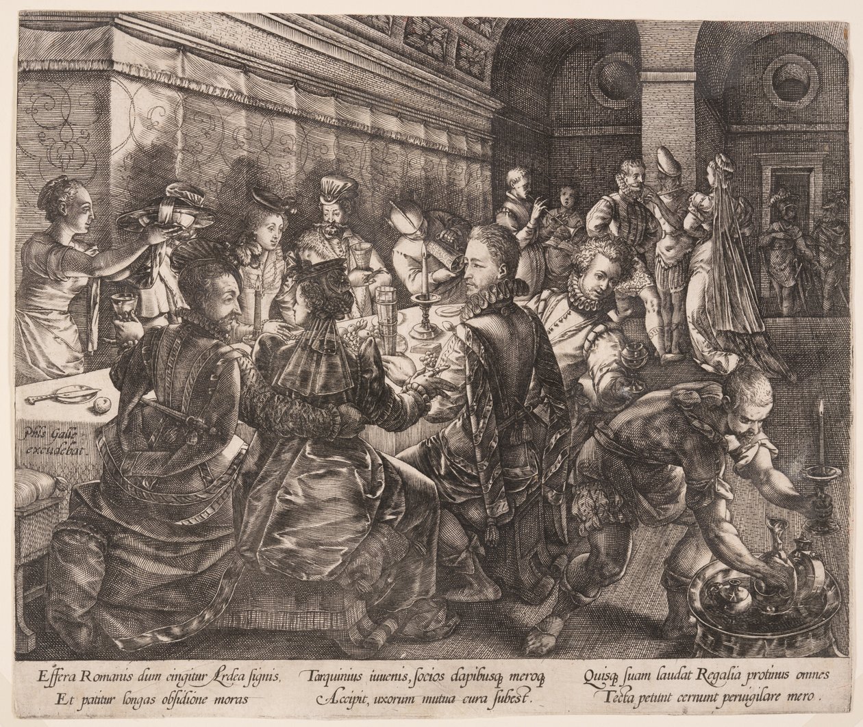 Il banchetto di Tarquinio Collatino, da La storia di Lucrezia da Hendrick Goltzius