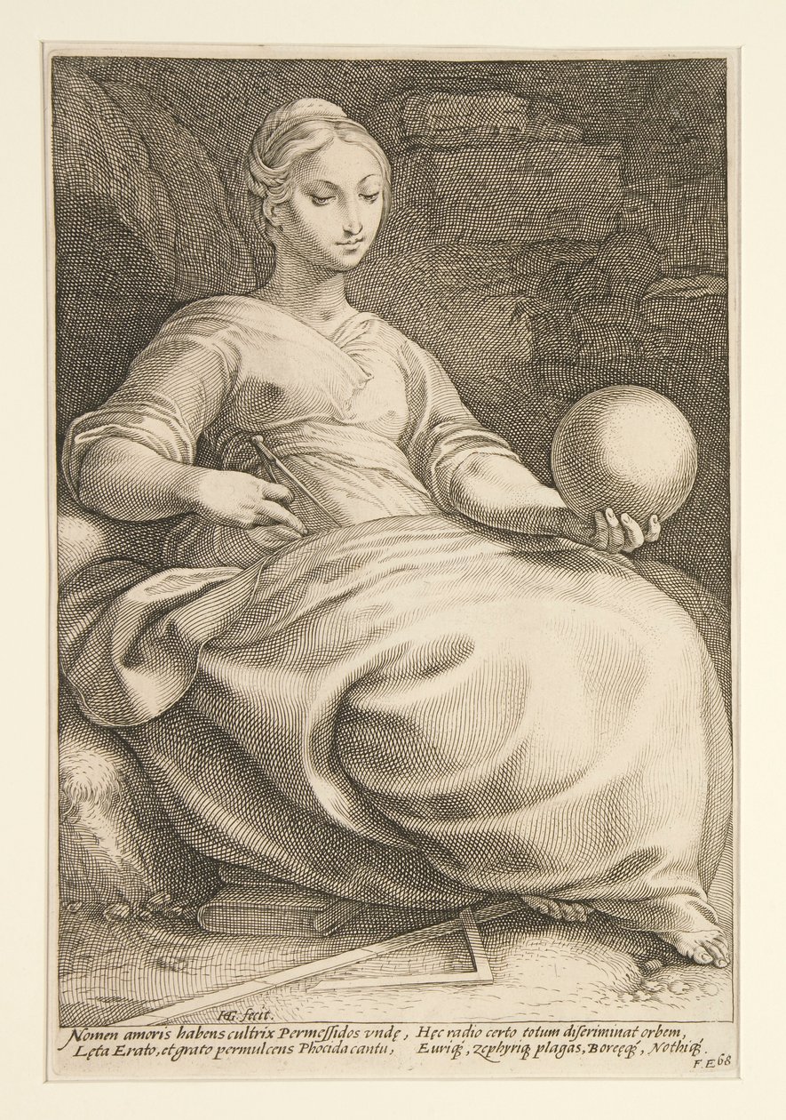 Le nove muse: Erato, #7 in una serie di 9 da Hendrick Goltzius