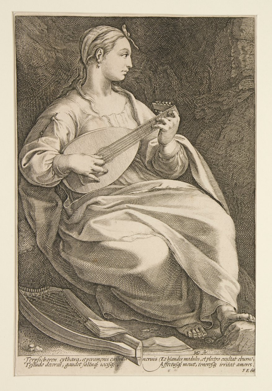 Le Nove Muse: Tersicore, #5 in una serie di 9 da Hendrick Goltzius