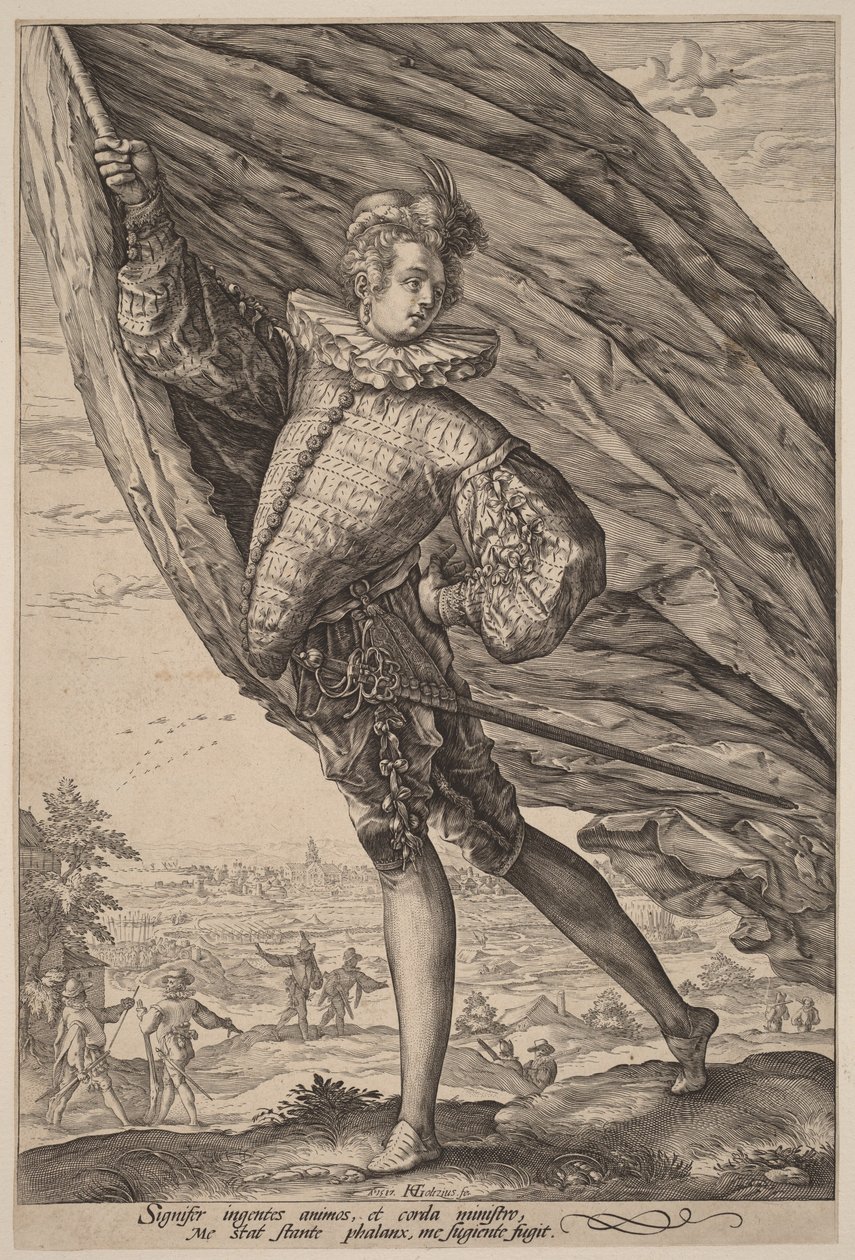 Il portabandiera, rivolto verso sinistra da Hendrick Goltzius