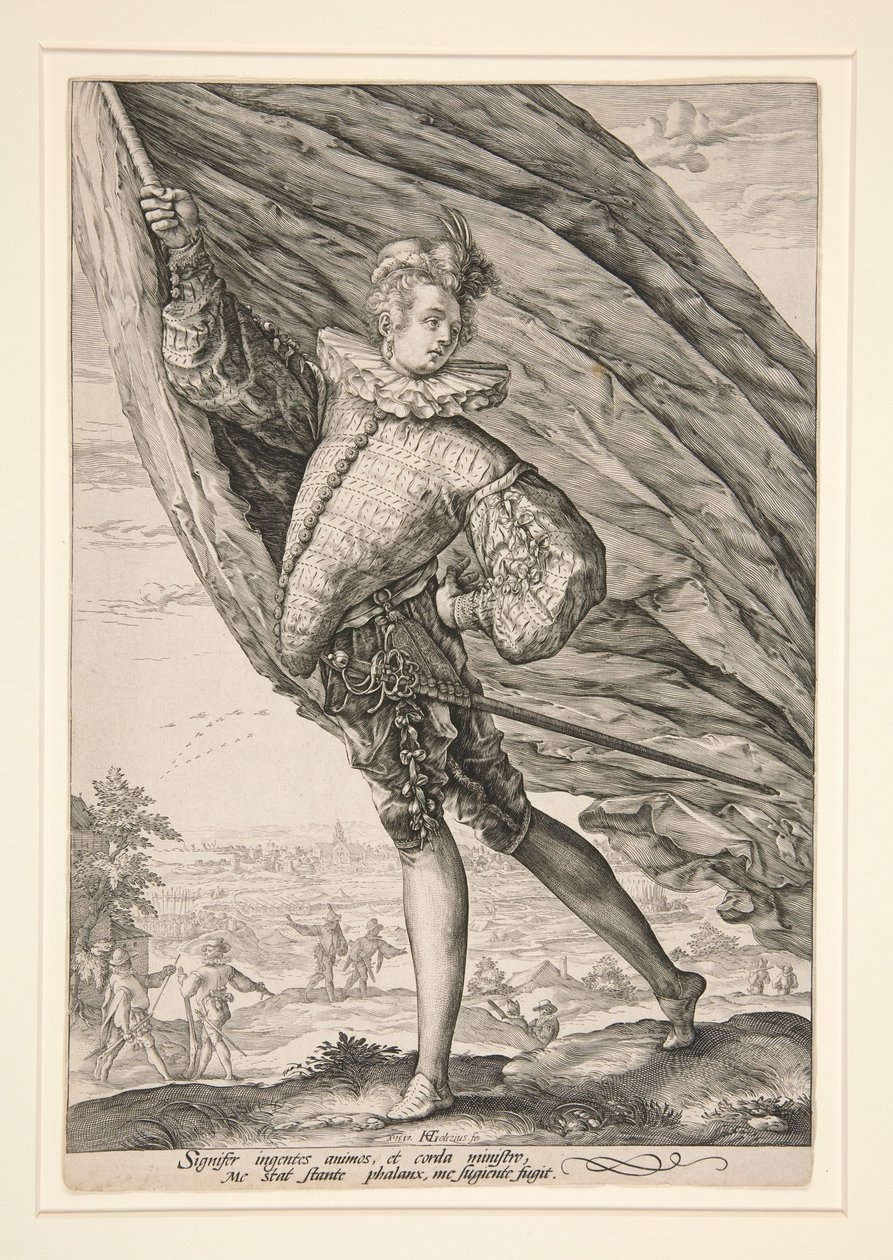 Il portabandiera, rivolto verso sinistra da Hendrick Goltzius