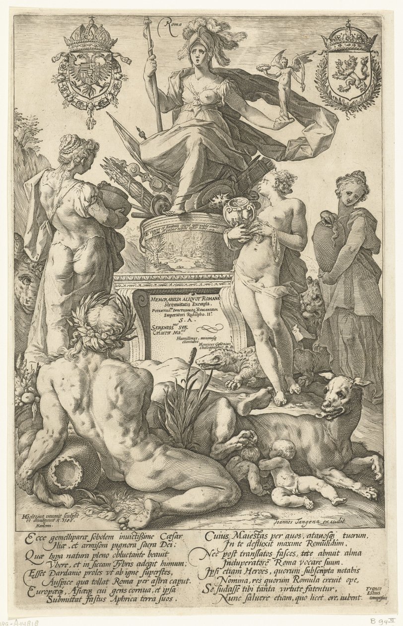 Frontespizio per la serie di stampe Gli eroi romani da Hendrick Goltzius