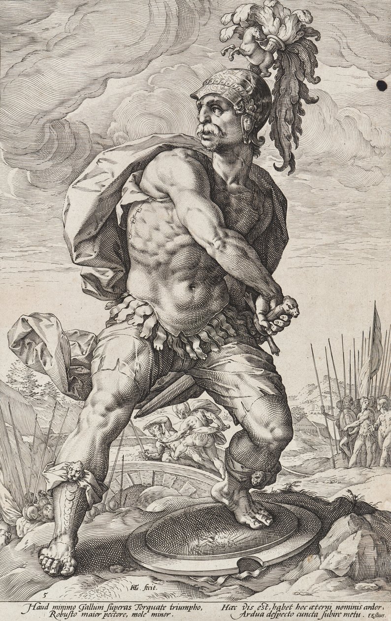 Tito Manlio Torquato (Eroi romani, foglio 5) da Hendrick Goltzius