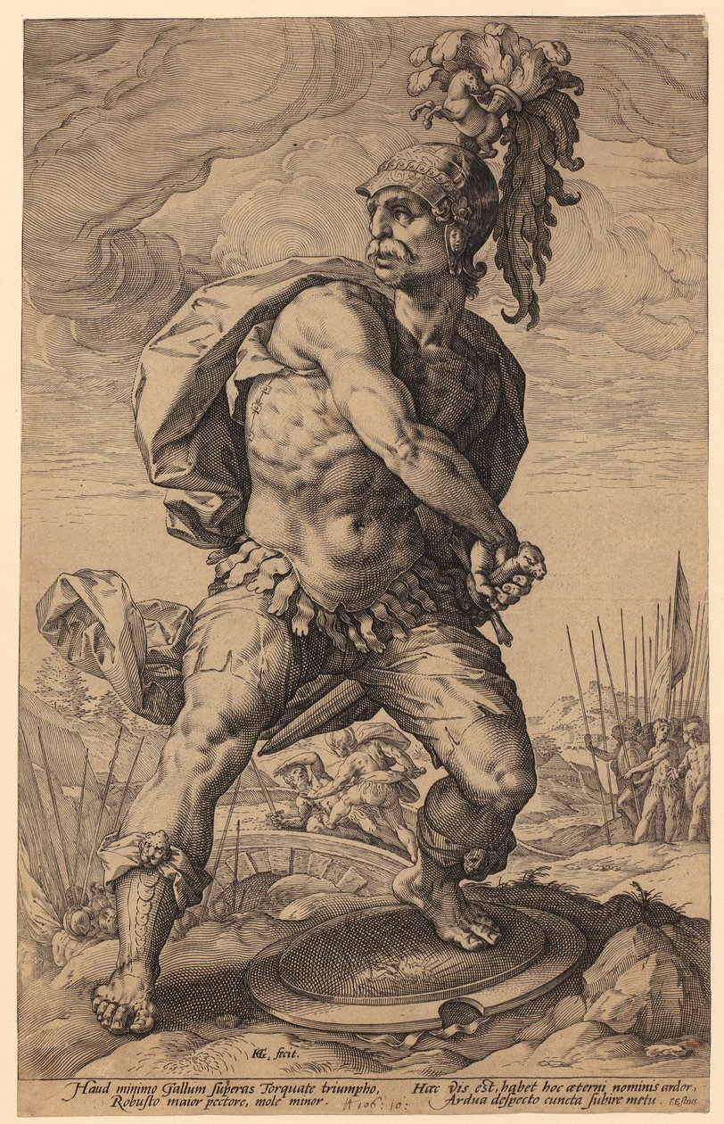 Tito Manlio Torquato, foglio 5 della serie "Eroi romani" da Hendrick Goltzius