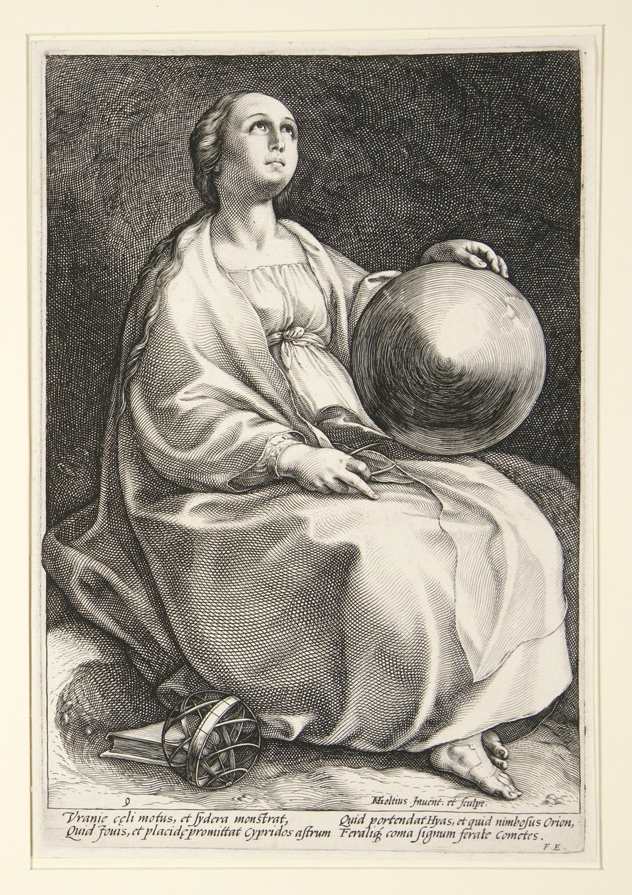 Urania, tavola 9 della serie “Le nove muse” da Hendrick Goltzius