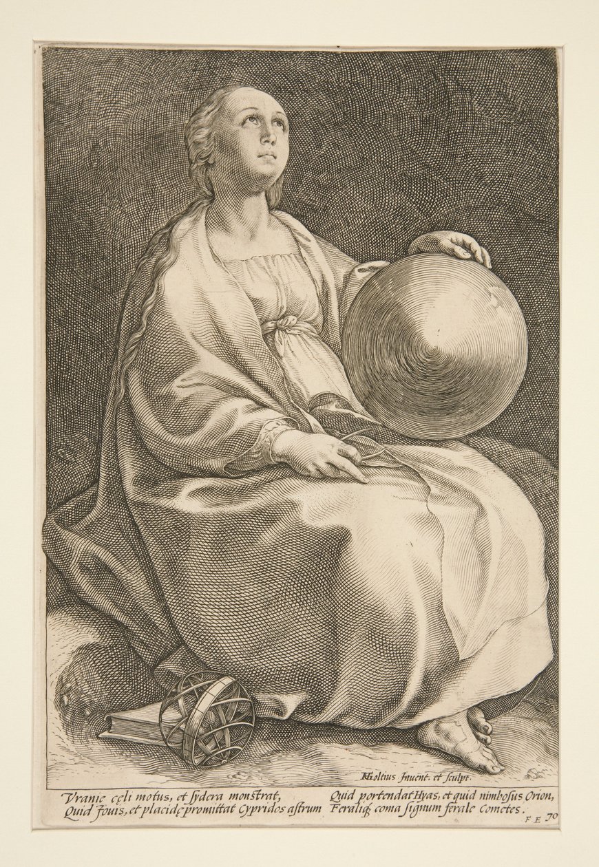 Urania, tavola 9 della serie “Le nove muse” da Hendrick Goltzius