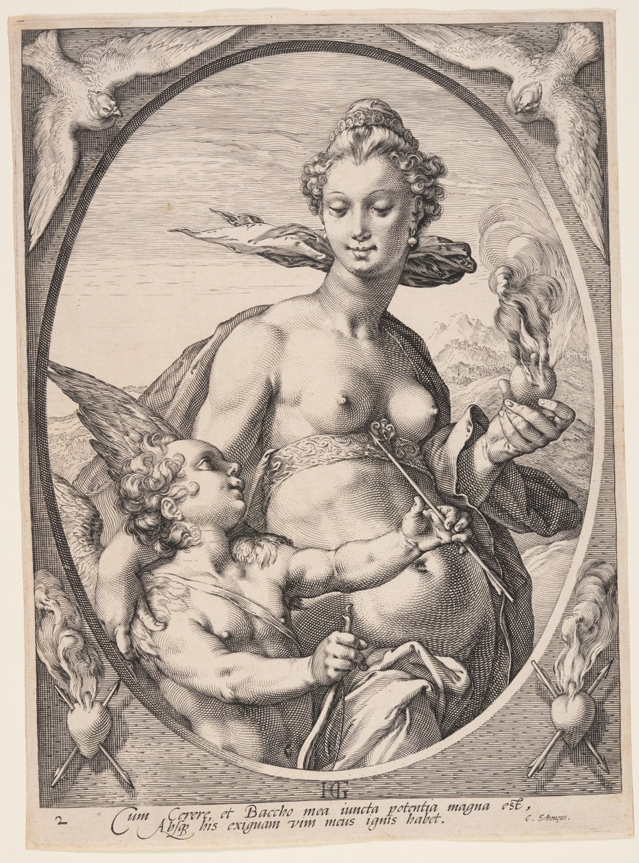 Venere e Amor, da Tre dei o dee pagani da Hendrick Goltzius