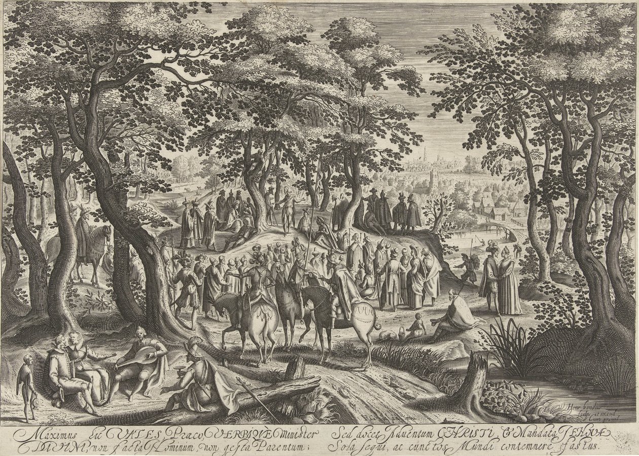 Giovanni Battista predica alla folla da Hendrick Hondius (I)