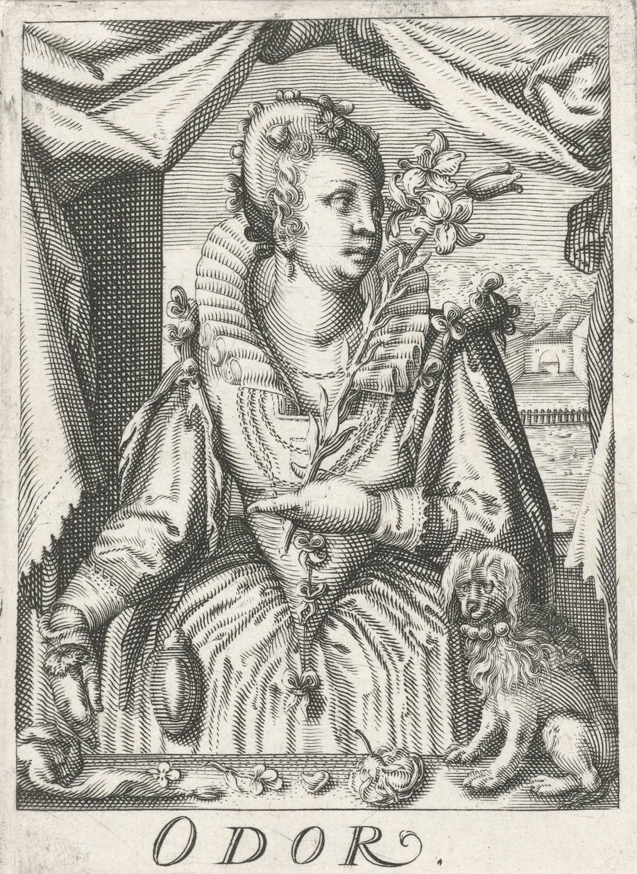 Odore, una donna con un ramo di fiori da Hendrick Hondius (rejected attribution)