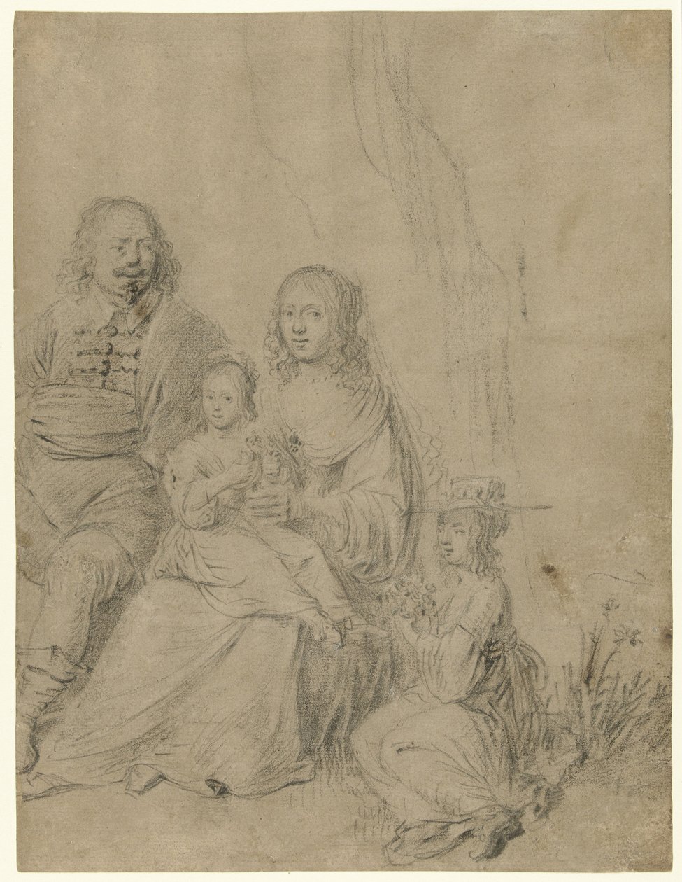 Gruppo familiare composto da una coppia di genitori e due figlie da Hendrick Martensz. Sorgh (attributed to)