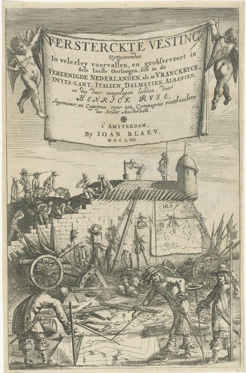 Pagina del titolo per Henrich Ruse, Versterckte Vesting, 1654 da Hendrick baron van Ruse
