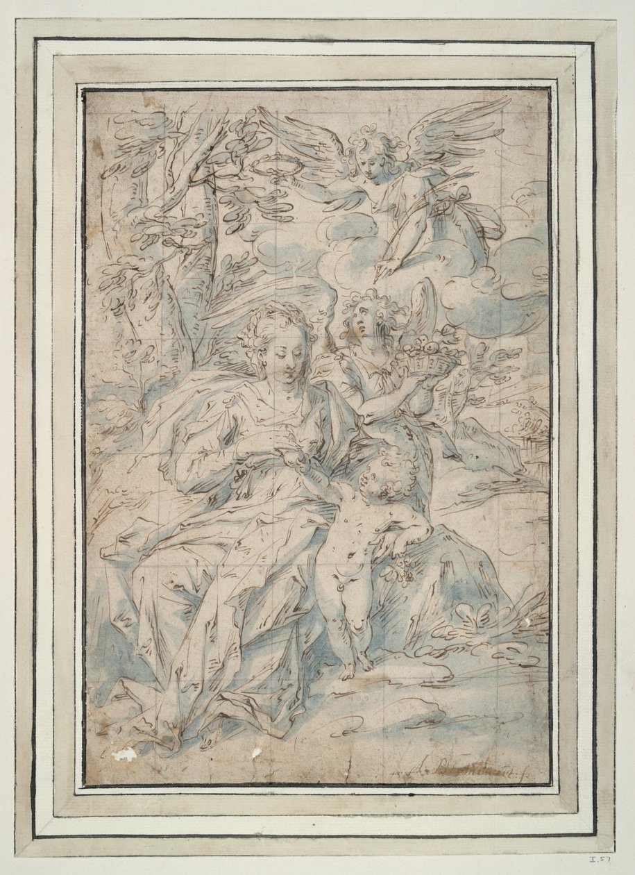 Vergine e Bambino con due angeli da Hendrick de Clerck