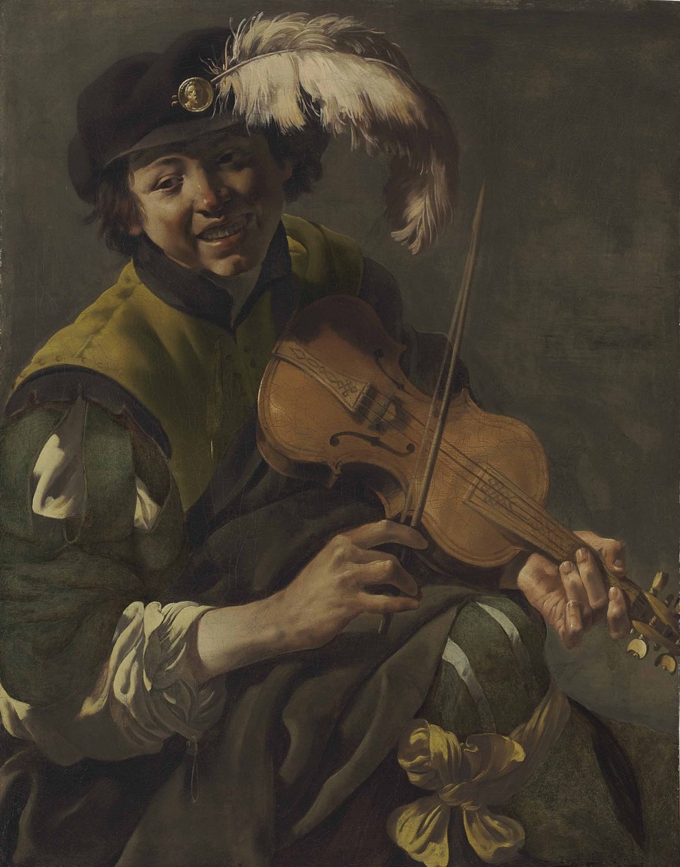 Un giovane che suona il violino da Hendrick ter Brugghen