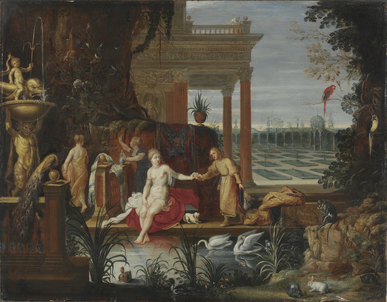 Bathseba al bagno riceve la lettera dal re Davide, c.1600 da Hendrick van Balen