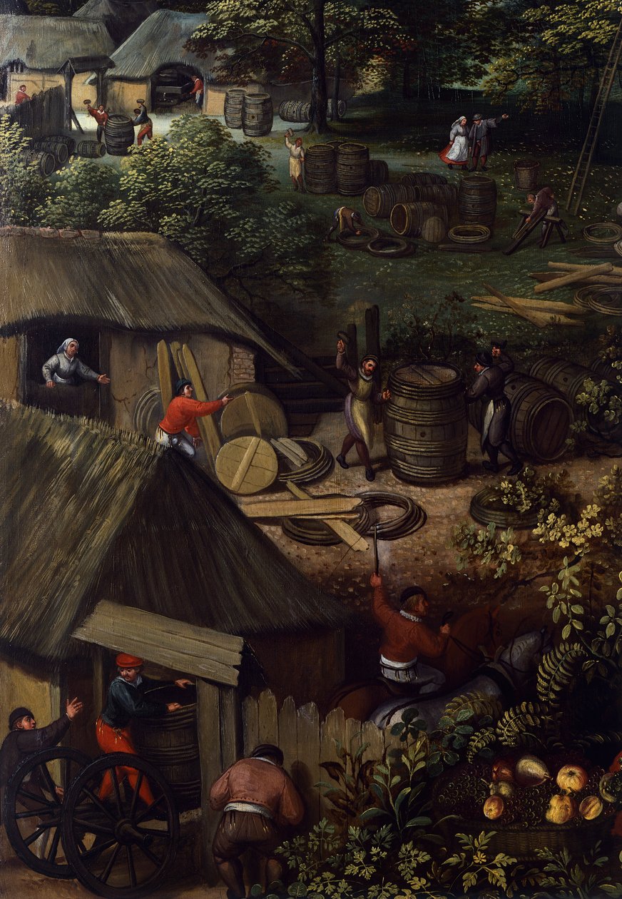 Paesaggio di raccolto autunnale (dettaglio) da Hendrick van den (1530 97) Broeck