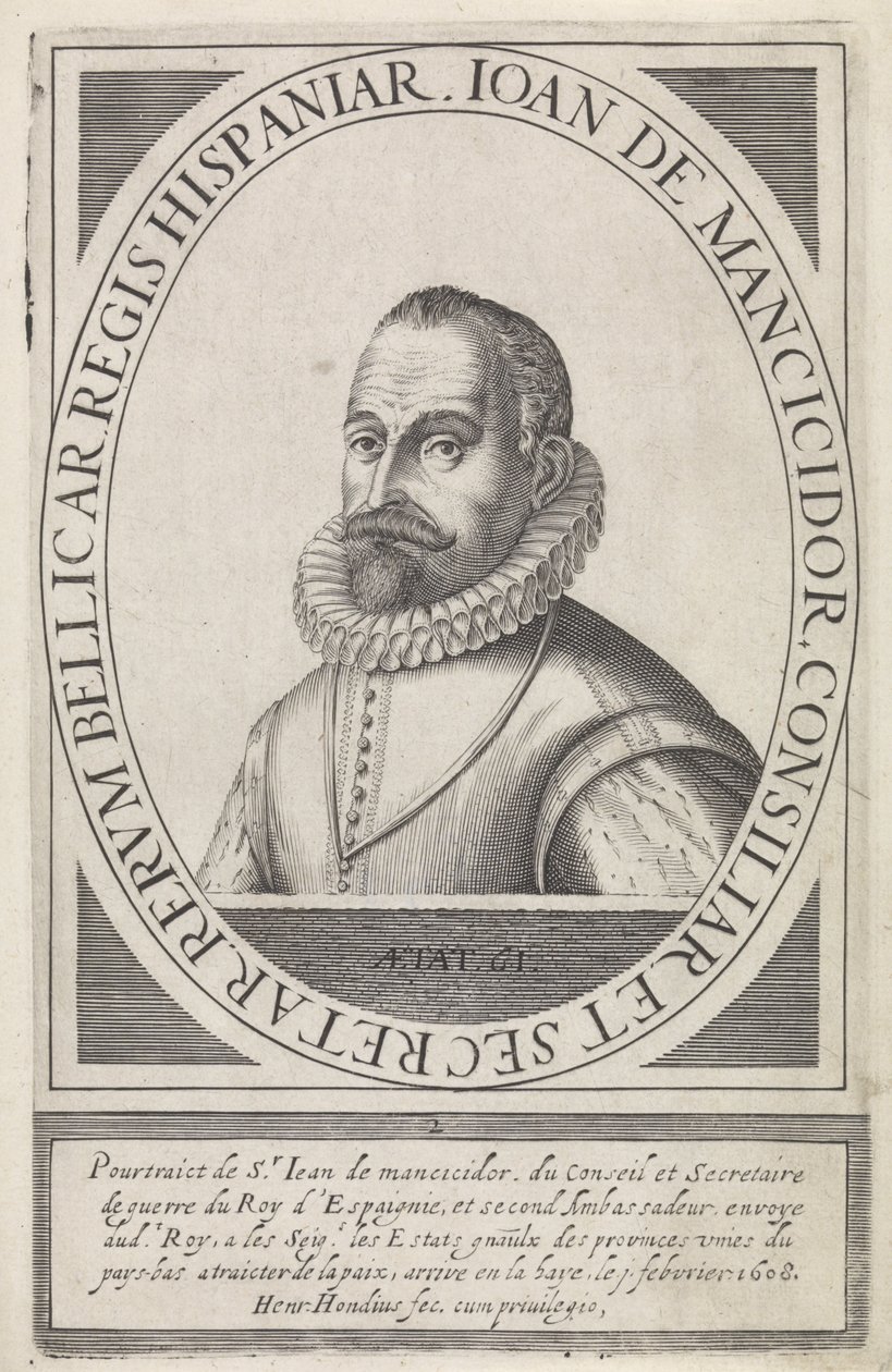 Juan de Mancicidor, da Belgiae Pacificatorum Vera Delineatio (1608) da Hendrik I Hondius