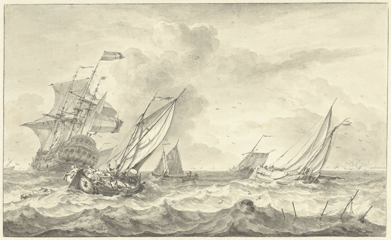Paesaggio marino (disegno) da Hendrik Rietschoof