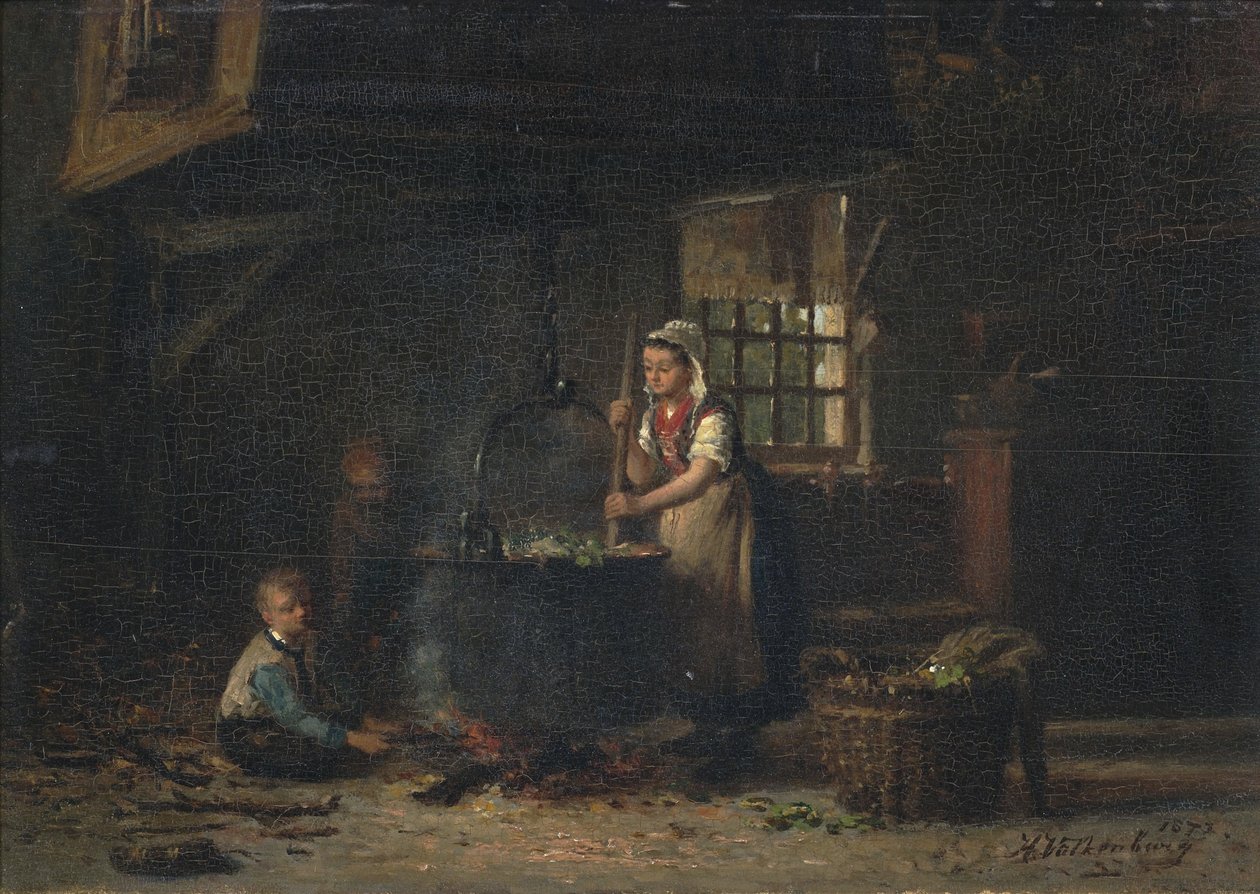 Interno di cucina contadina da Hendrik Valkenburg