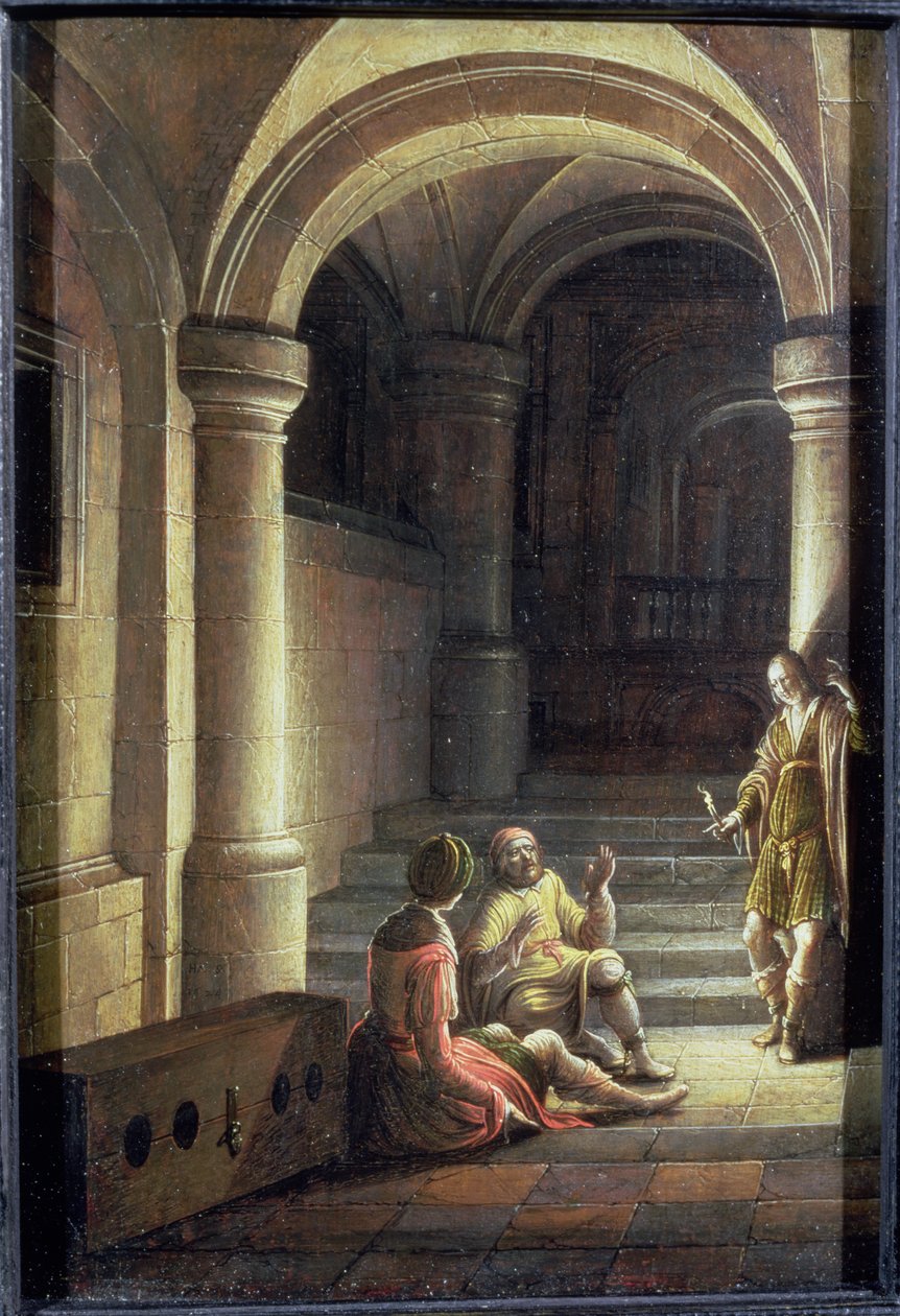 Giuseppe in prigione che interpreta i sogni del panettiere e del coppiere, 1624 da Hendrik the Younger Steenwyck