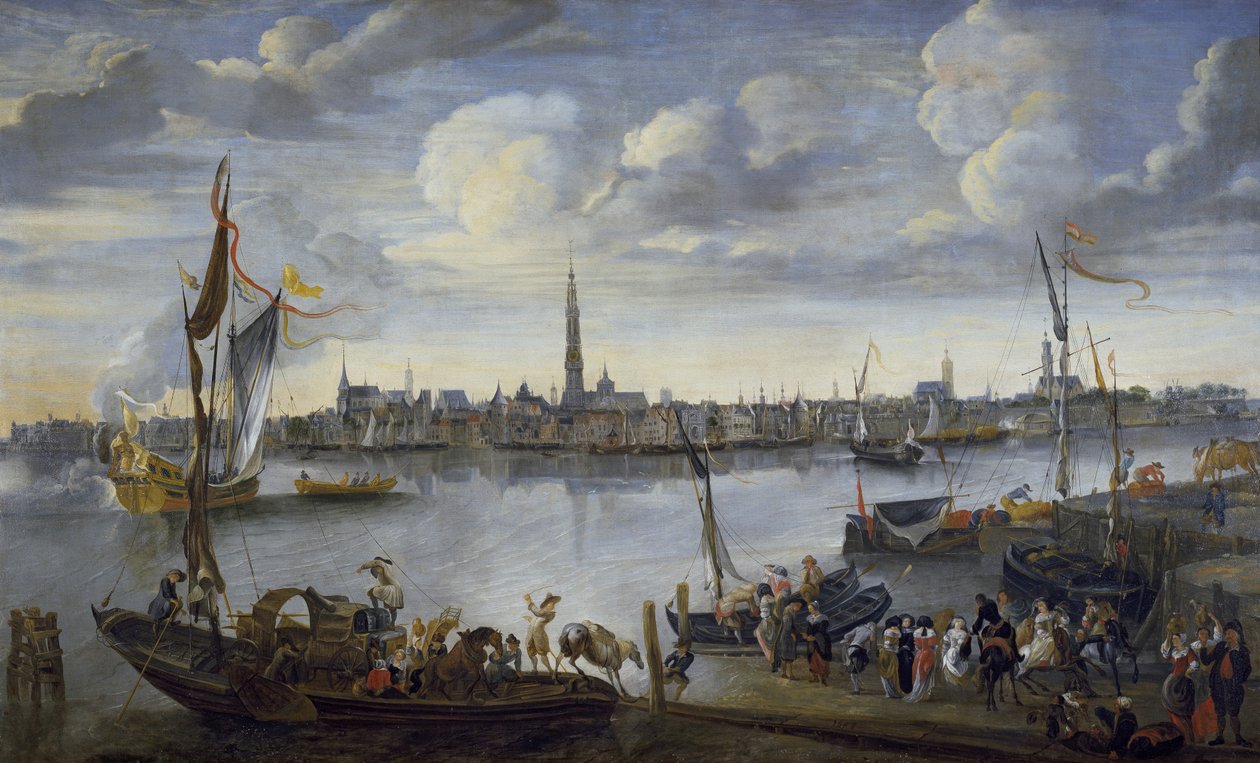 Anversa dalla riva opposta della Schelda, XVII secolo da Hendrik van Minderhout