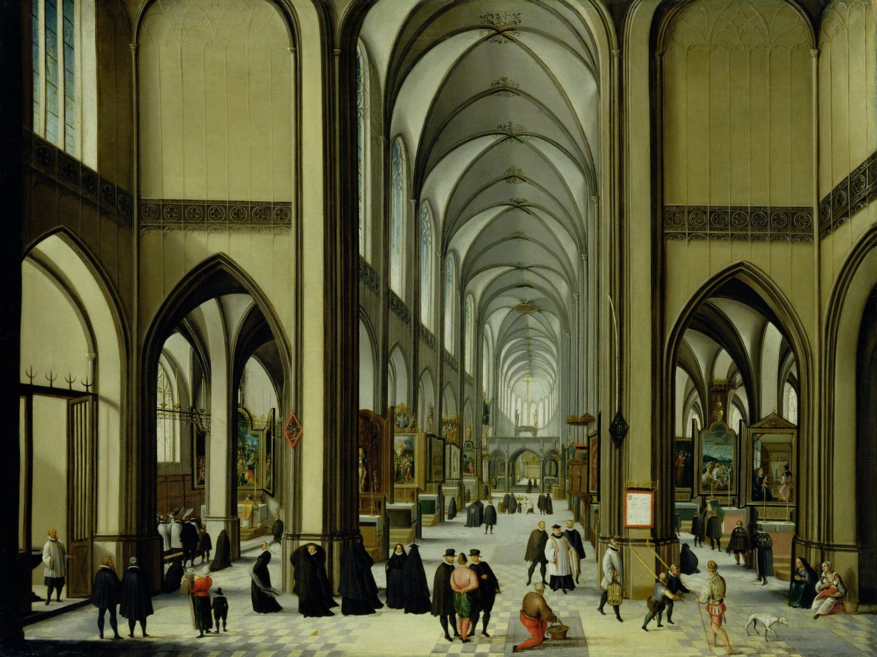 Interno della cattedrale di Anversa da Hendrik van Steenwyck