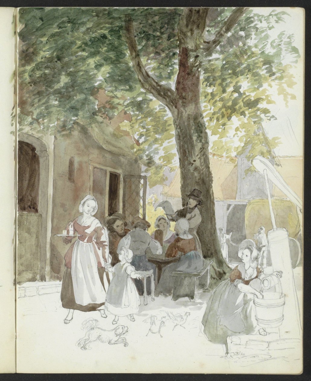 Strada del villaggio con un pozzo e figure da Hendrik Abraham Klinkhamer