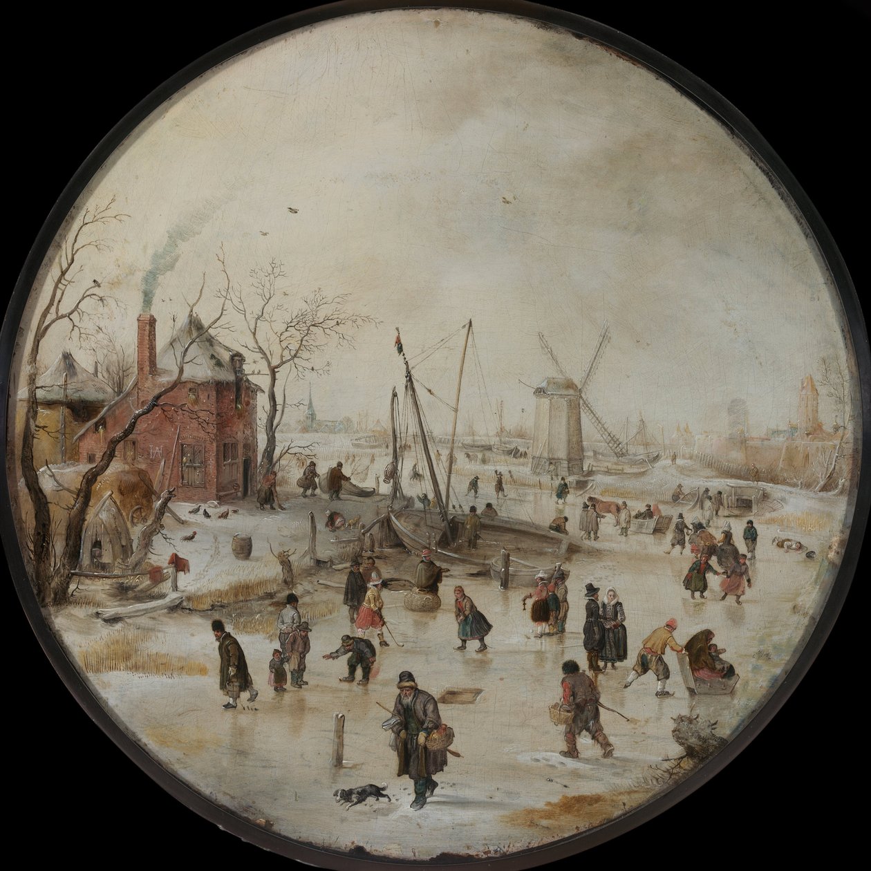 Fiume ghiacciato con pattinatori - Dipinto di Hendrick Avercamp da Hendrik Avercamp